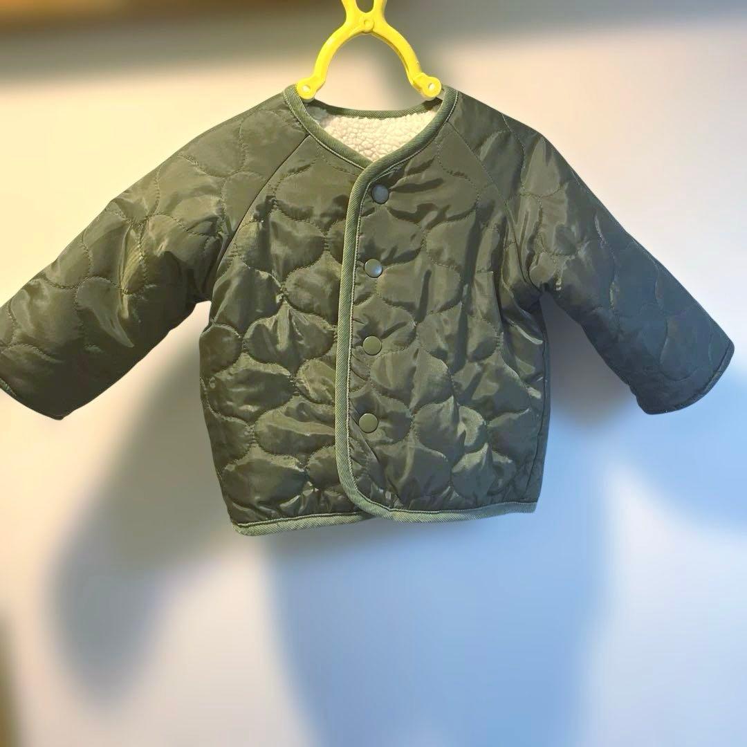 美品！80cmリバーシブル キルティン×もこもこアウターの写真3枚目