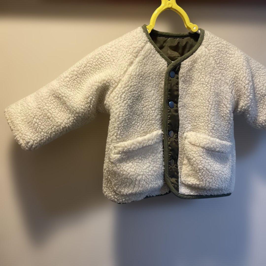 美品！80cmリバーシブル キルティン×もこもこアウターの写真6枚目