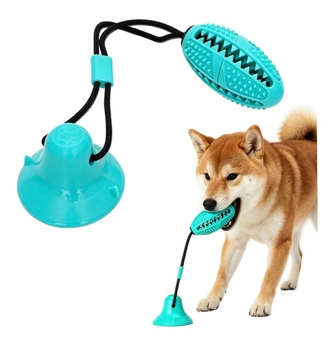 新品未使用 犬のおもちゃ 新型 噛む知育玩具 歯磨き ロープ 餌入れ (ブルー)