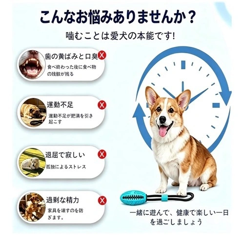 新品未使用 犬のおもちゃ 新型 噛む知育玩具 歯磨き ロープ 餌入れ (ブルー)の写真4枚目