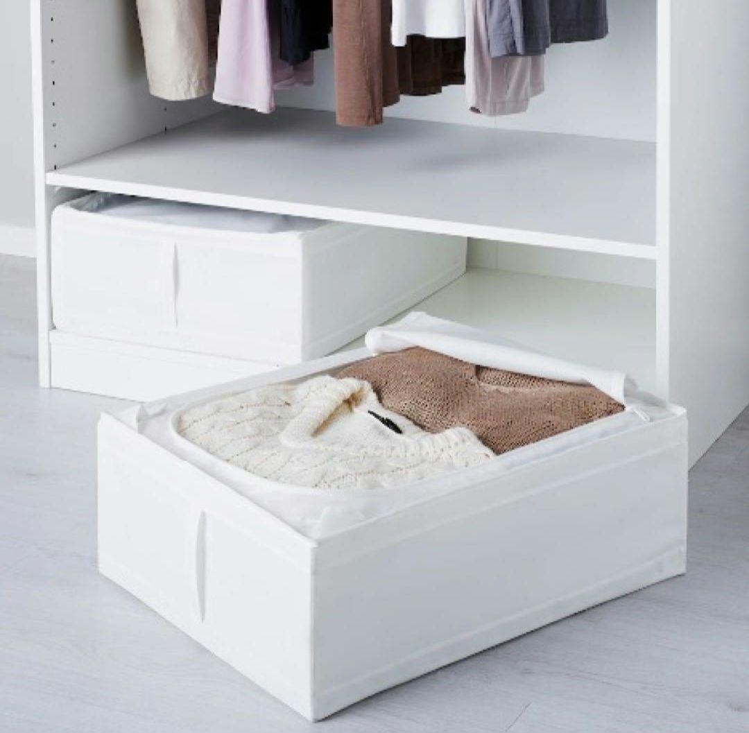 IKEA　収納ケース 衣類収納ボックス ホワイト　スクッブ×2個　タグ付き