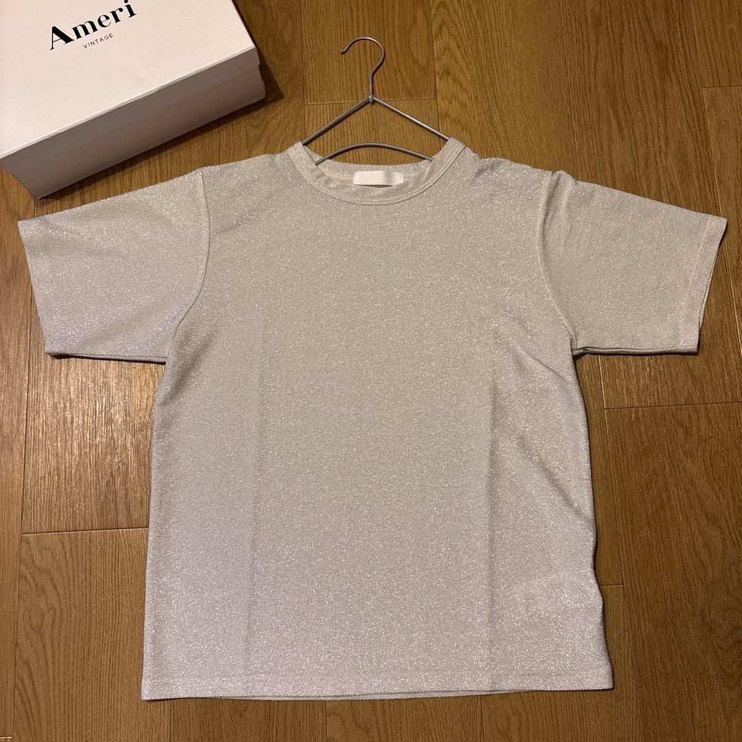 SENSE OF PLACE ラメ半袖Tシャツ シルバー