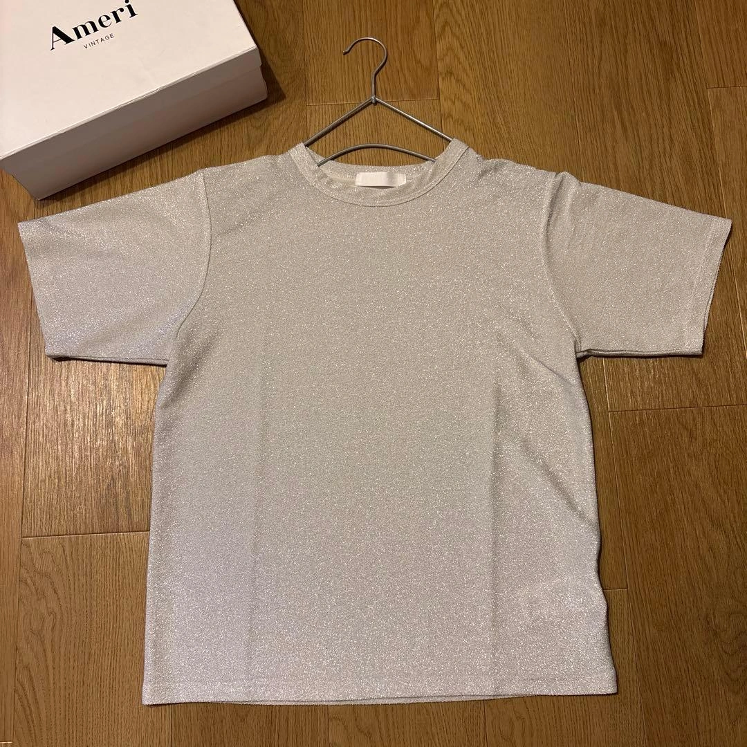 SENSE OF PLACE ラメ半袖Tシャツ シルバー
