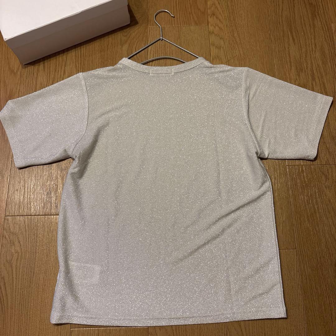SENSE OF PLACE ラメ半袖Tシャツ シルバーの写真5枚目