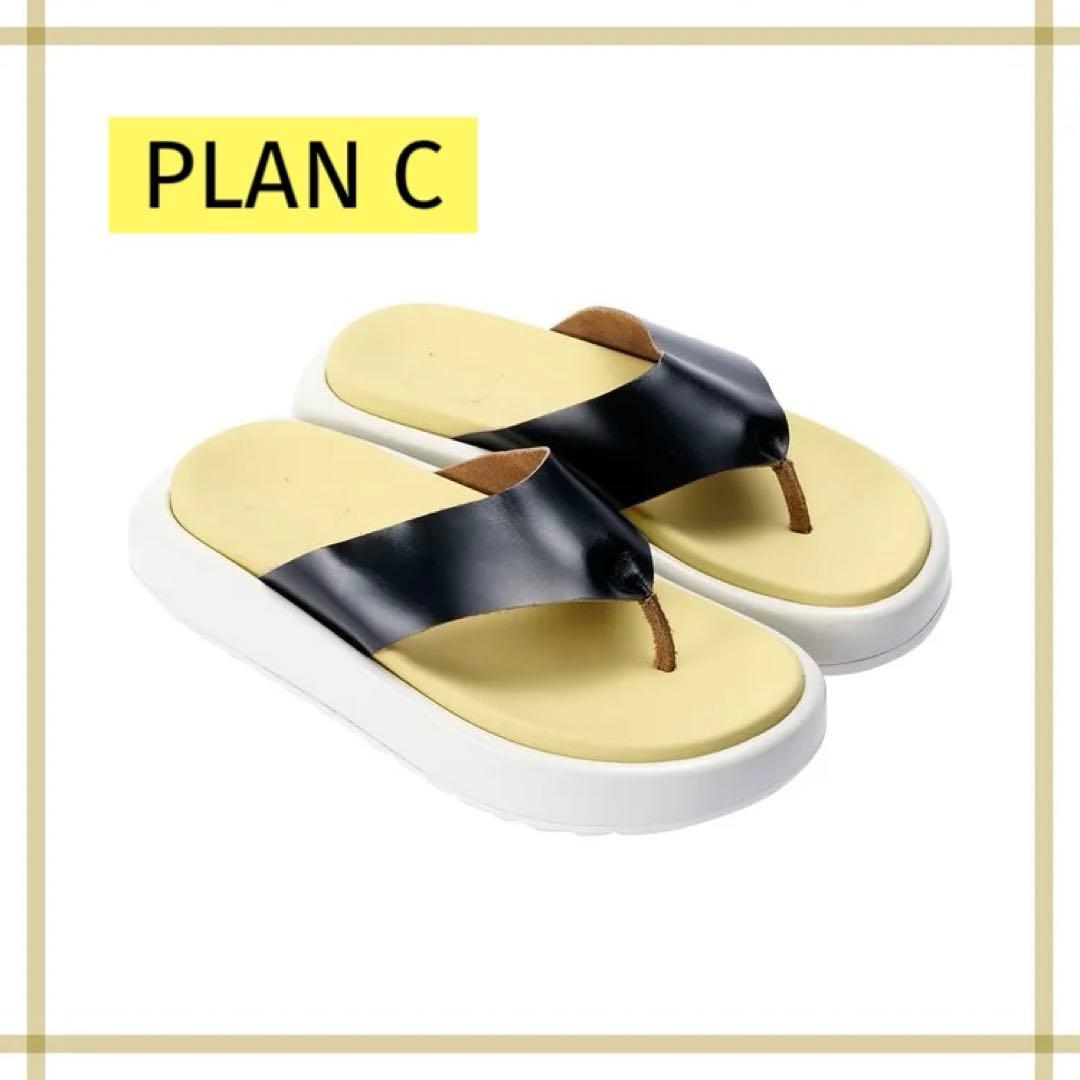 PLAN C サンダル 厚底 ブラック イエロー 40