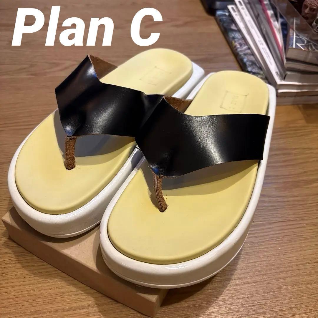 PLAN C サンダル 厚底 ブラック イエロー 40の写真3枚目