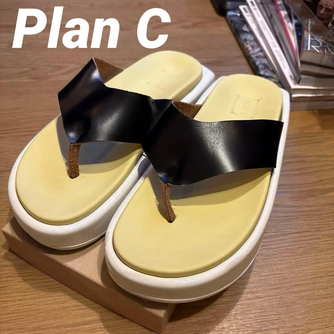 PLAN C サンダル 厚底 ブラック イエロー 40の写真3枚目