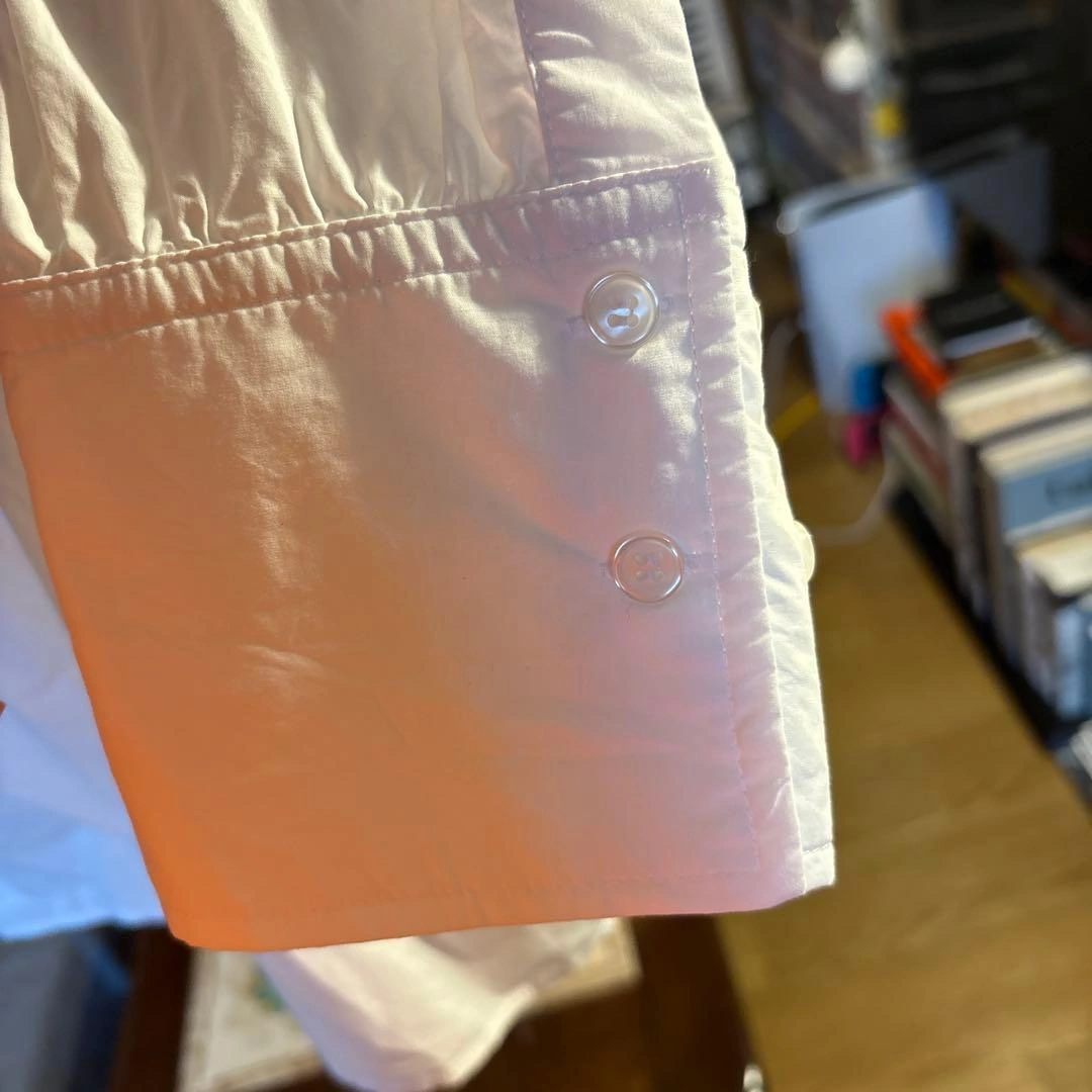 【最終値下げ】ZARA 白シャツ L コットン100% バックギャザー 長袖の写真4枚目