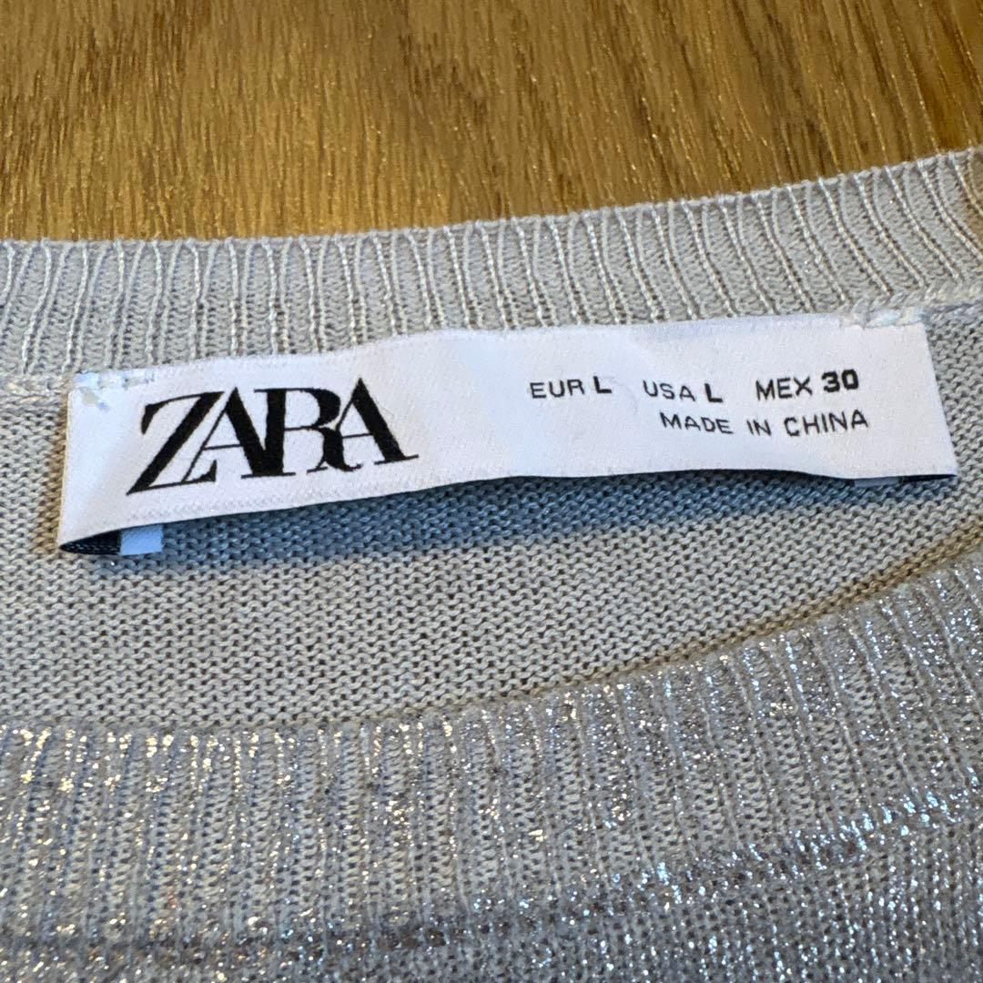 【最終値下げ】ZARA ラメニット 長袖カットソー シルバー Lの写真4枚目