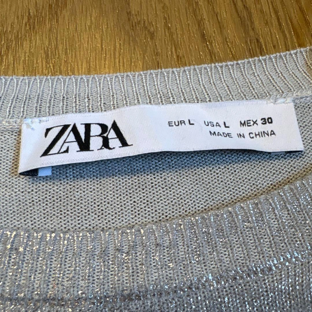 【最終値下げ】ZARA ラメニット 長袖カットソー シルバー Lの写真4枚目