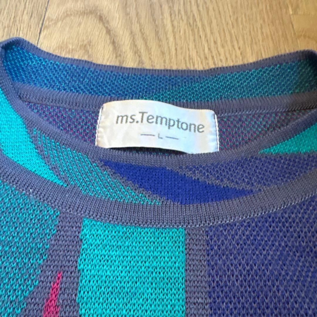 【値下げ】古着 ms.Temptone 長袖ニット・セーター 総柄 Lの写真2枚目