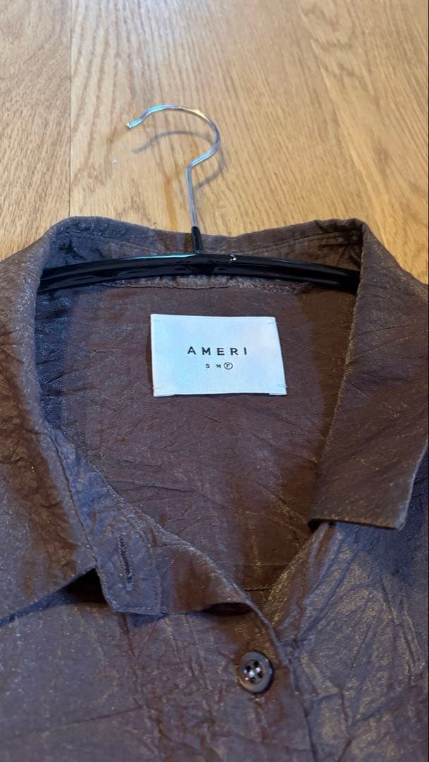 AMERI VINTAGE 長袖シャツ ブラウン シワ加工の写真3枚目