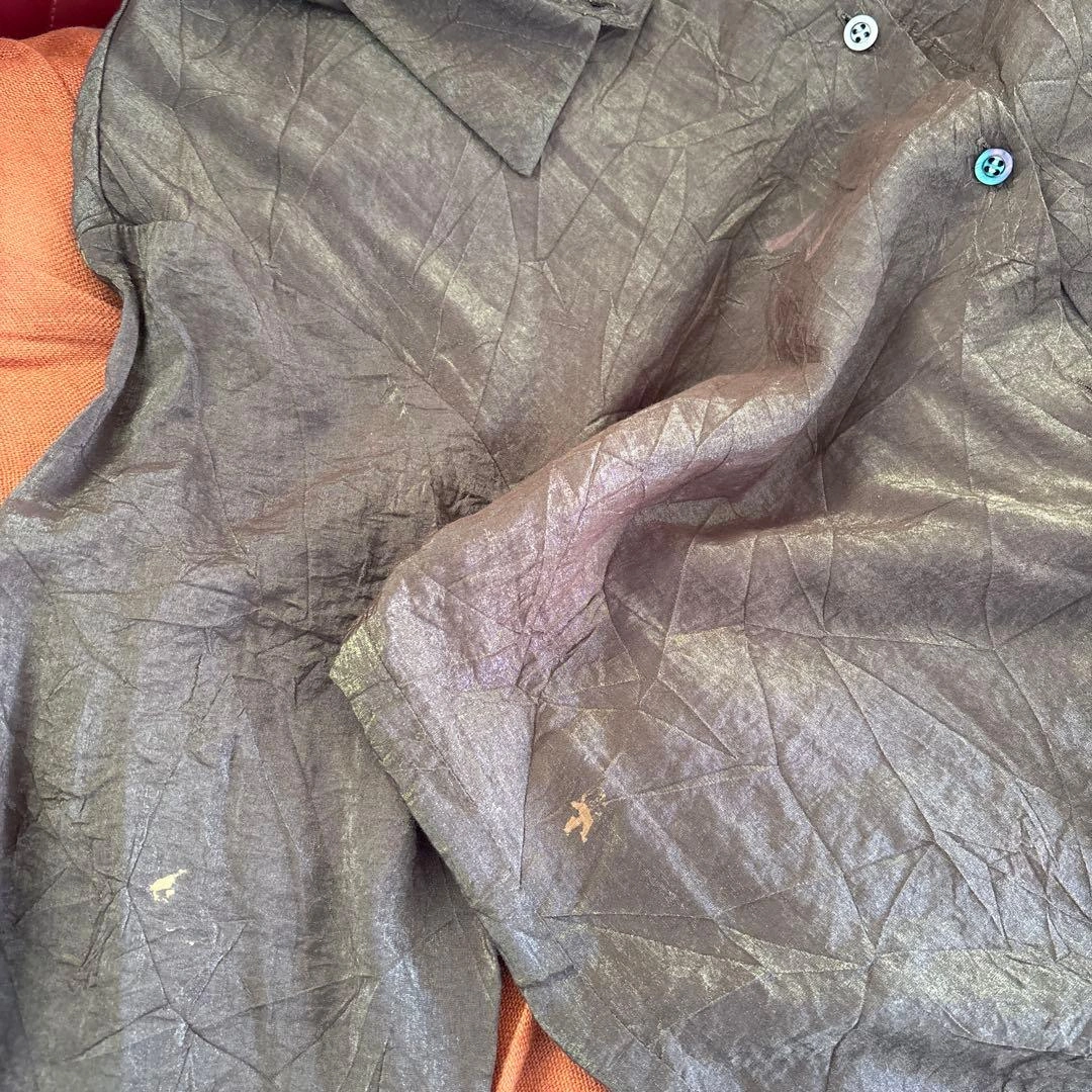 AMERI VINTAGE 長袖シャツ ブラウン シワ加工の写真6枚目