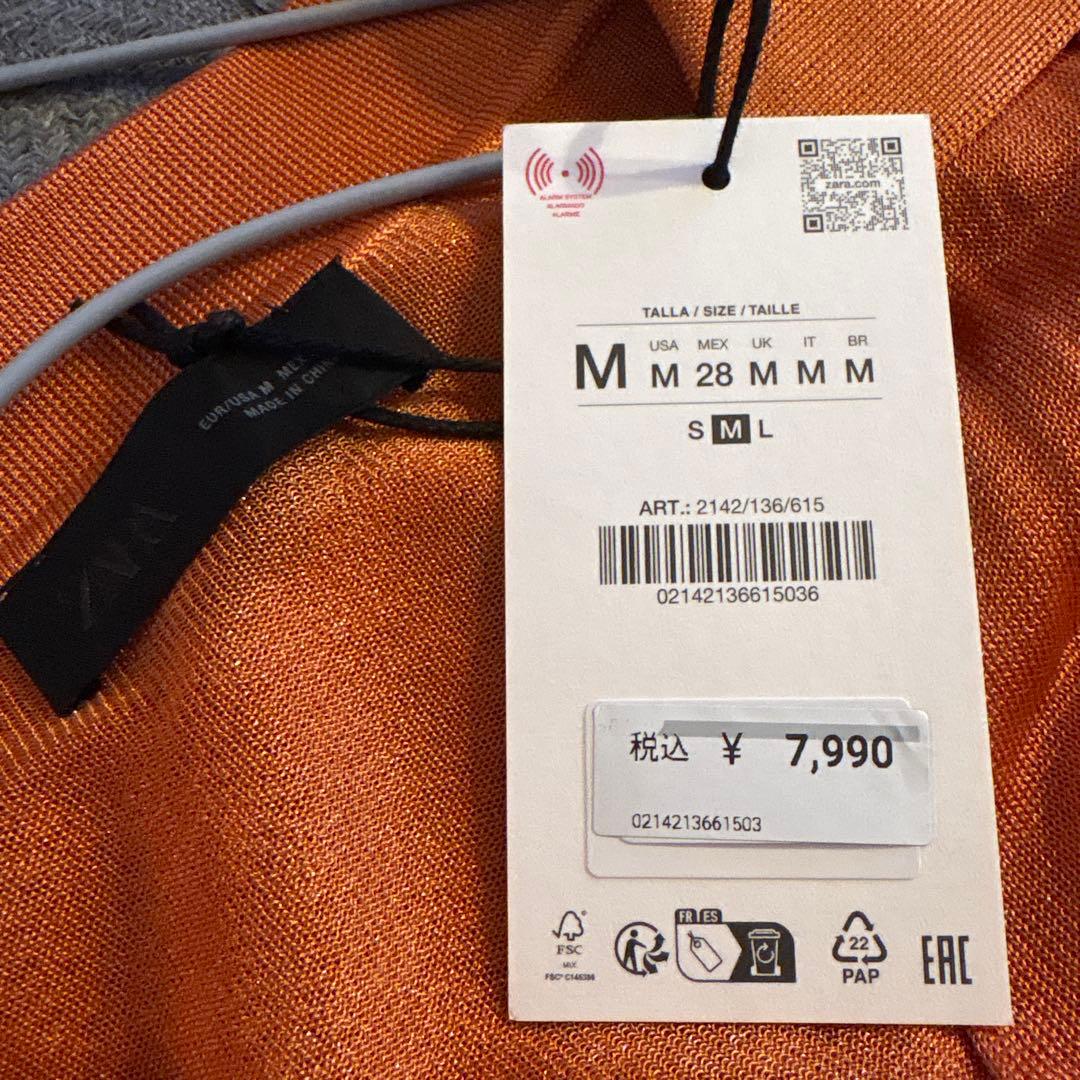 【値下げ】ZARA ポロネック 長袖ブラウス オレンジの写真9枚目
