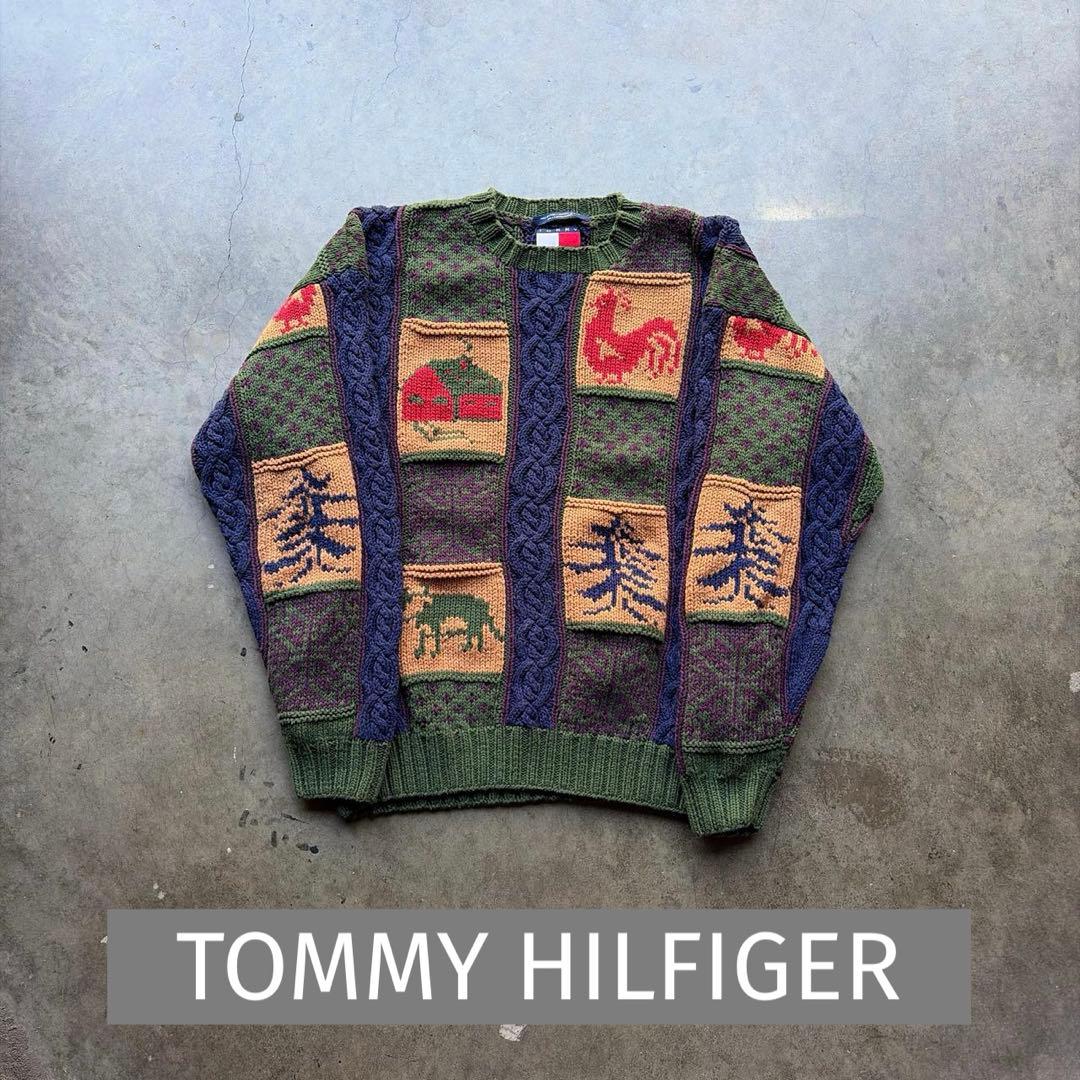 TOMMY HILFIGER 90s ニット パッチワークセーター