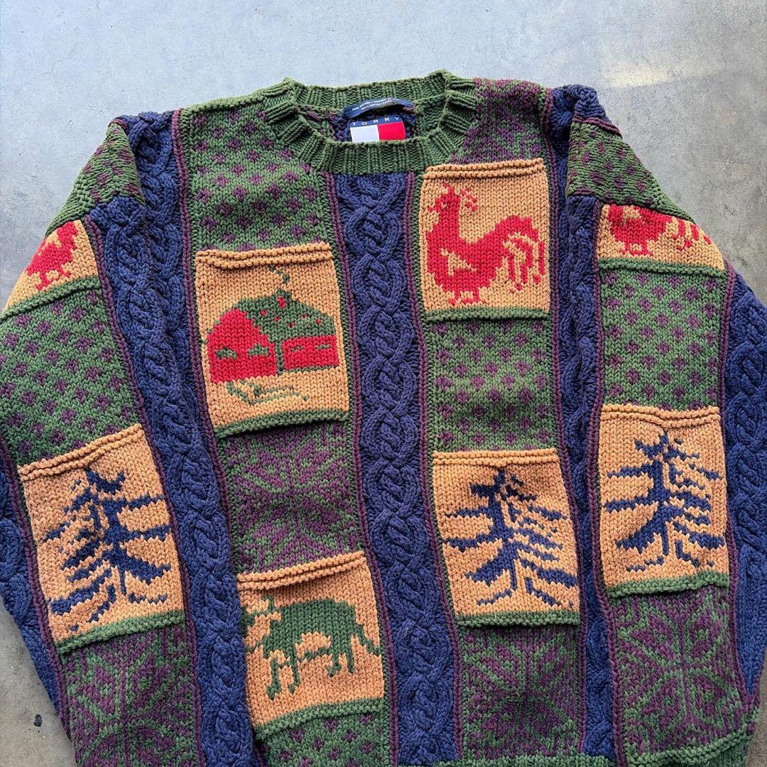 TOMMY HILFIGER 90s ニット パッチワークセーターの写真3枚目