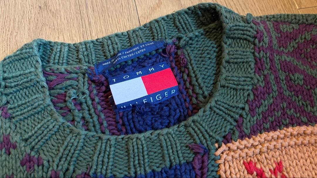 TOMMY HILFIGER 90s ニット パッチワークセーターの写真5枚目