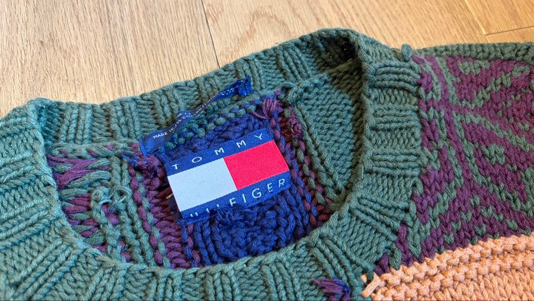 TOMMY HILFIGER 90s ニット パッチワークセーターの写真6枚目