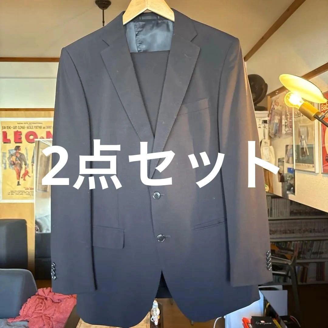 【値下げ】メンズ スーツ セットアップ ネイビー 春夏用 (※)名入り