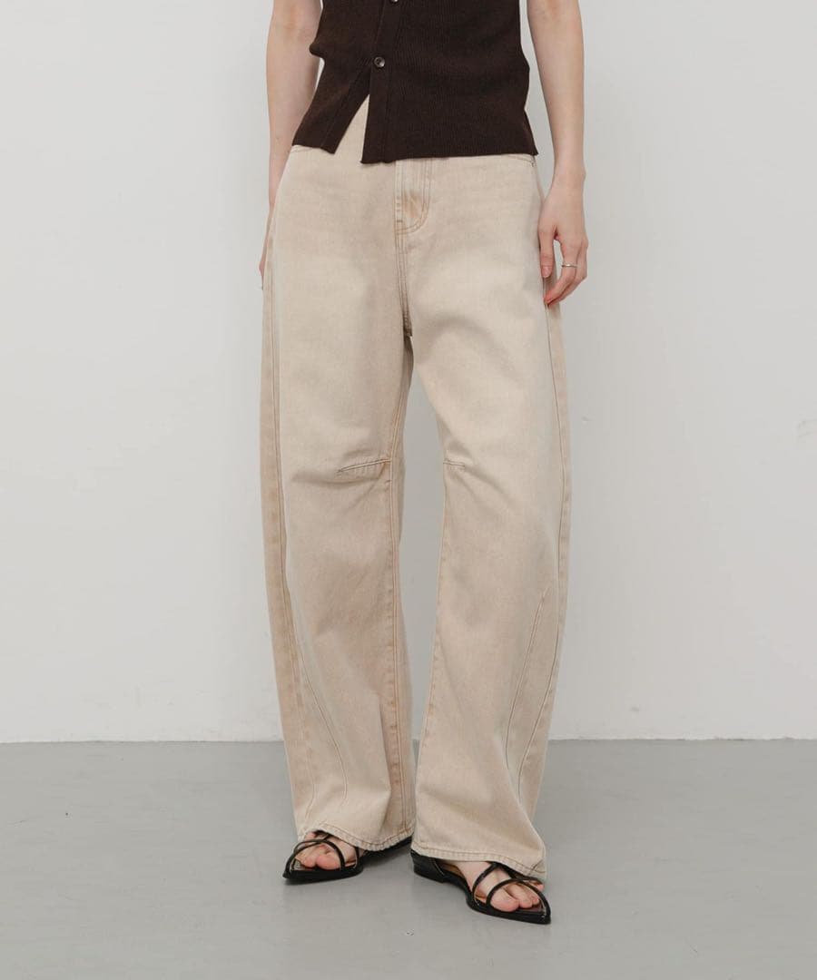 URBAN RESEARCH ベージュ ワイドデニムパンツ