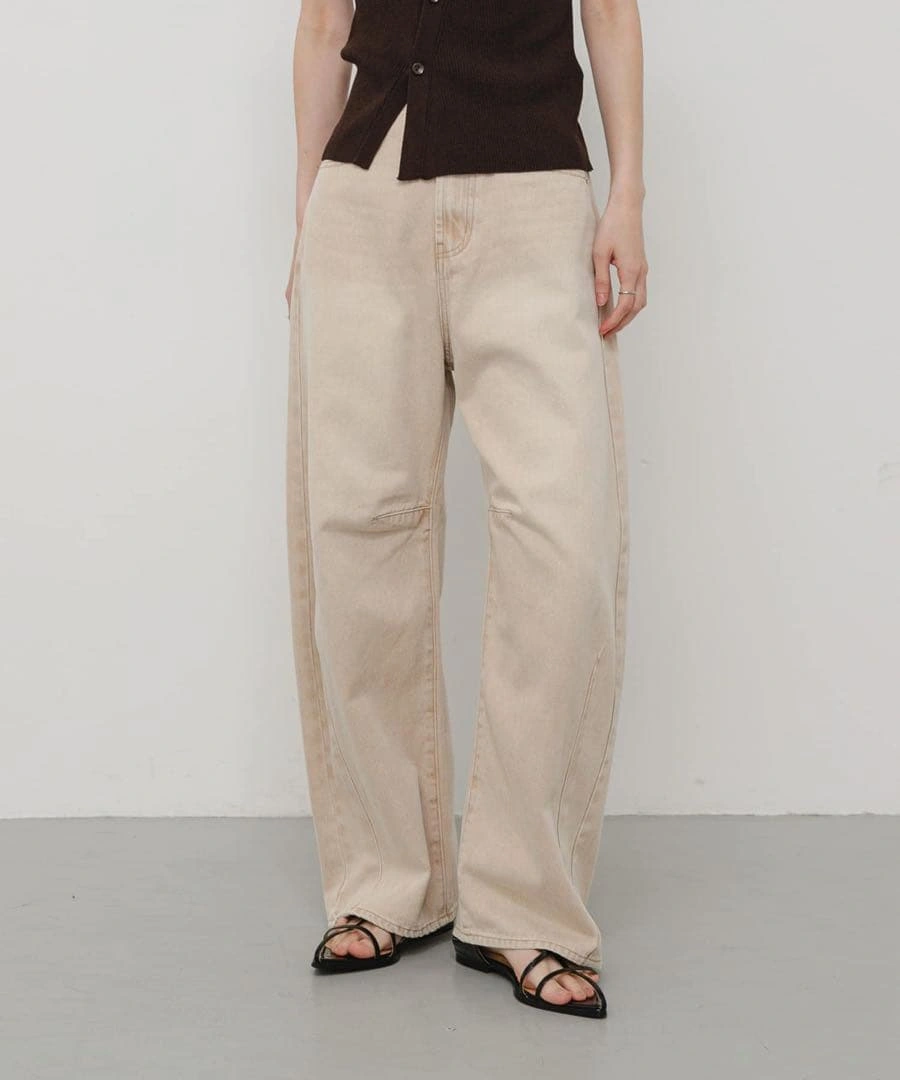 URBAN RESEARCH ベージュ ワイドデニムパンツ