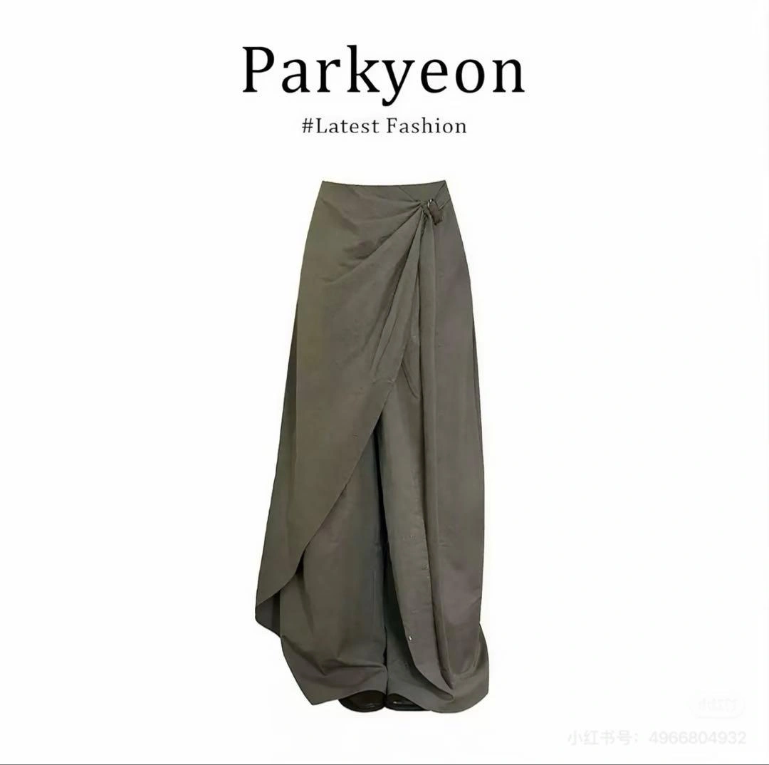 新品ラップ風 ワイドパンツ カーキ