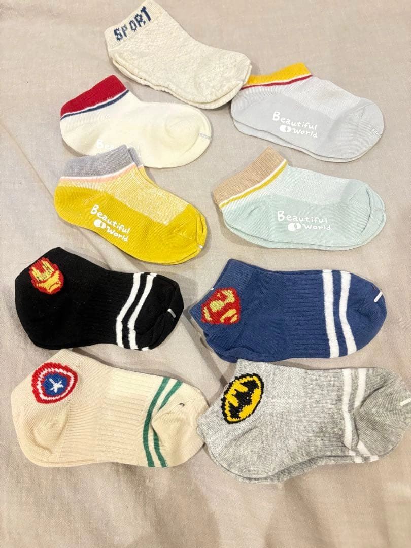 キッズ 靴下 9足セット アメコミ キャラクター スポーツ