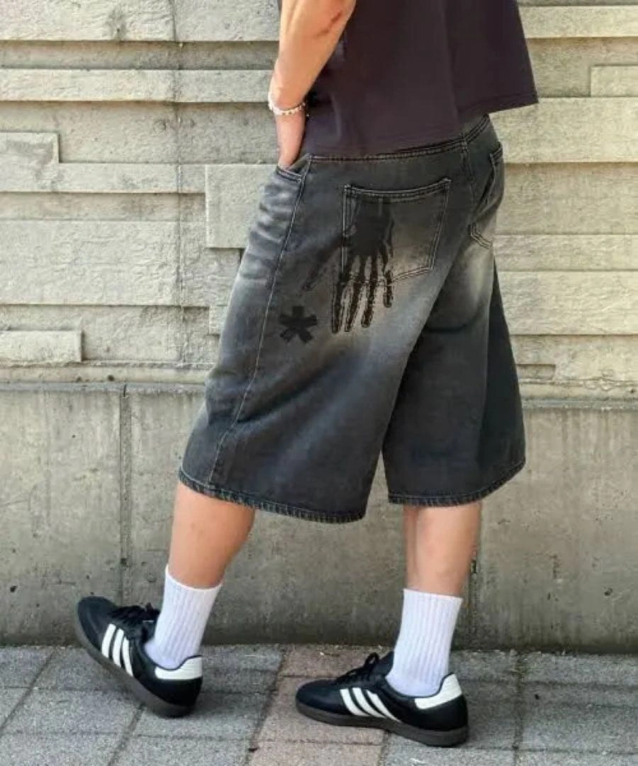 新品未使用AMOU Hand Sign Denim Bermuda Pants