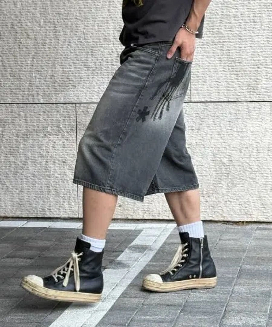 新品未使用AMOU Hand Sign Denim Bermuda Pantsの写真3枚目