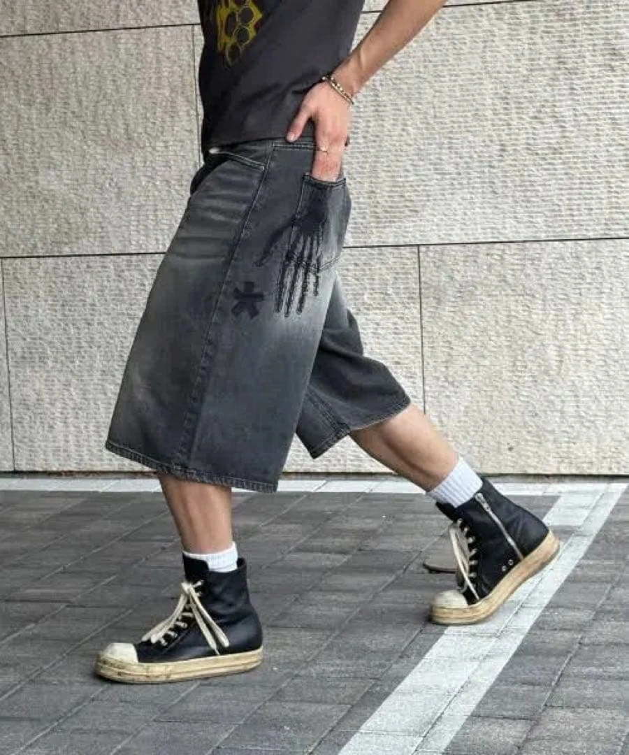 新品未使用AMOU Hand Sign Denim Bermuda Pantsの写真4枚目