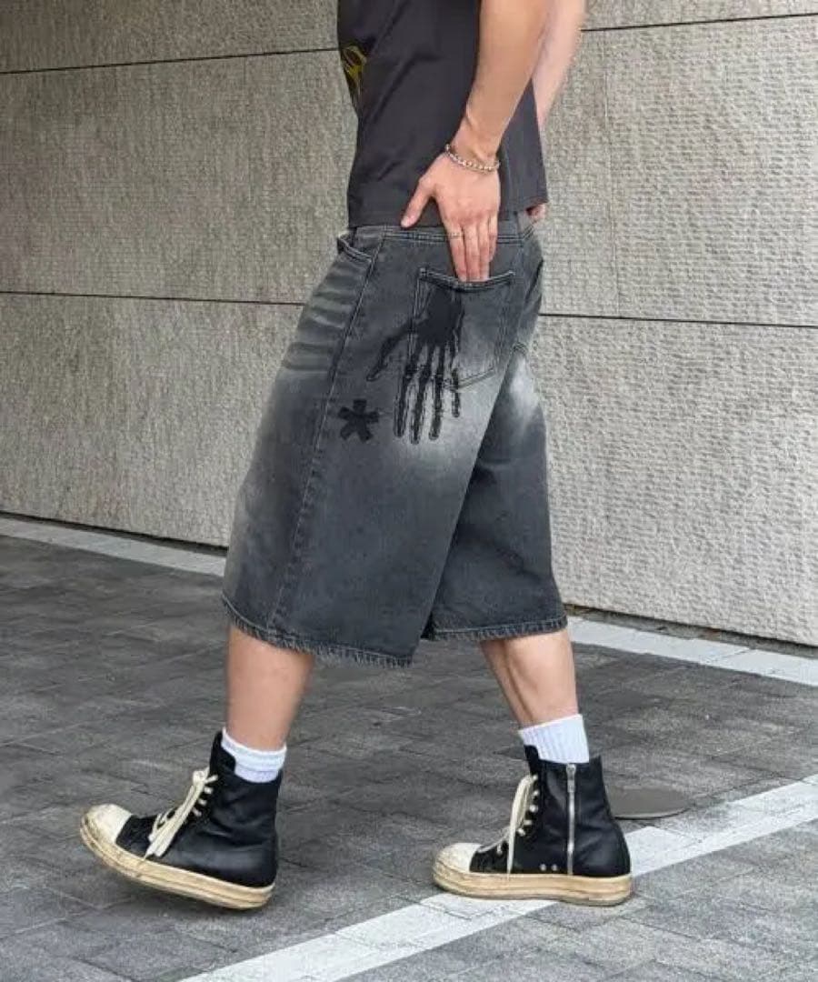新品未使用AMOU Hand Sign Denim Bermuda Pantsの写真5枚目