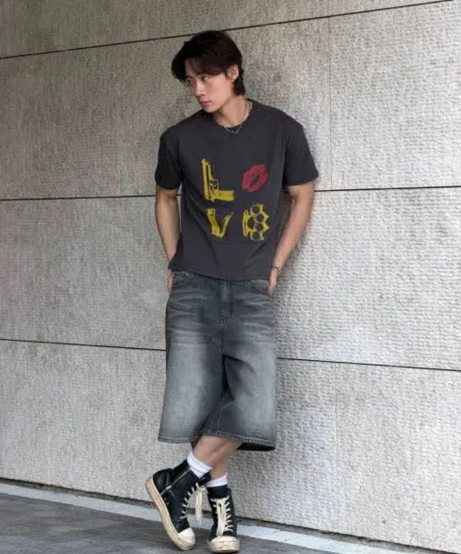 新品未使用AMOU Hand Sign Denim Bermuda Pantsの写真6枚目