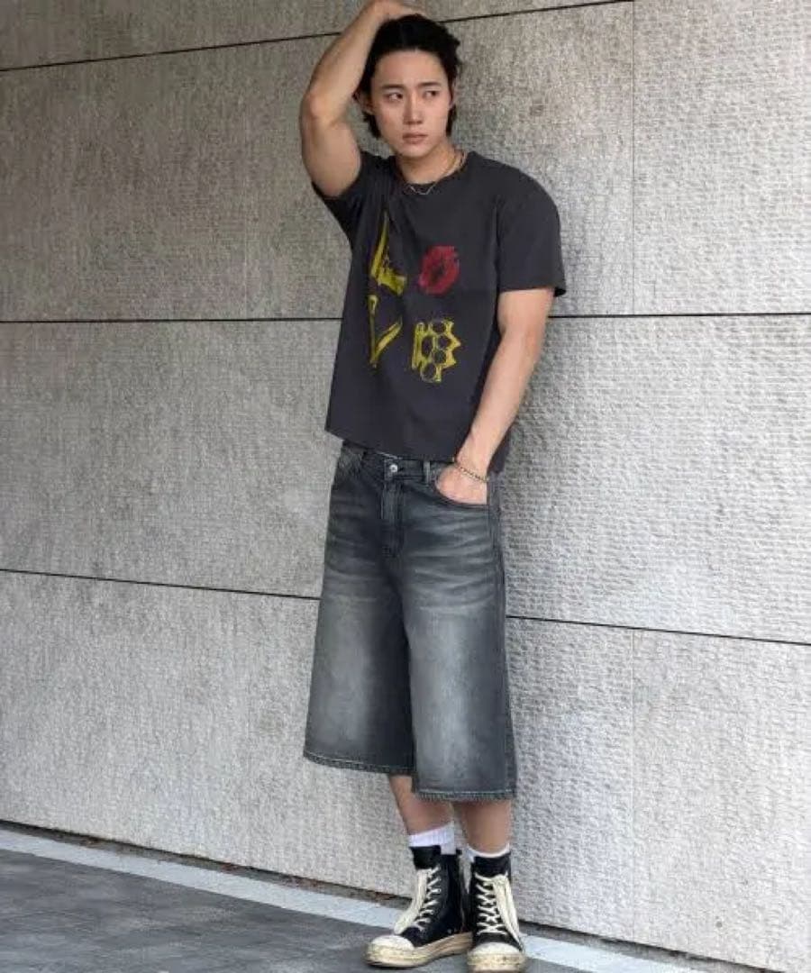 新品未使用AMOU Hand Sign Denim Bermuda Pantsの写真7枚目