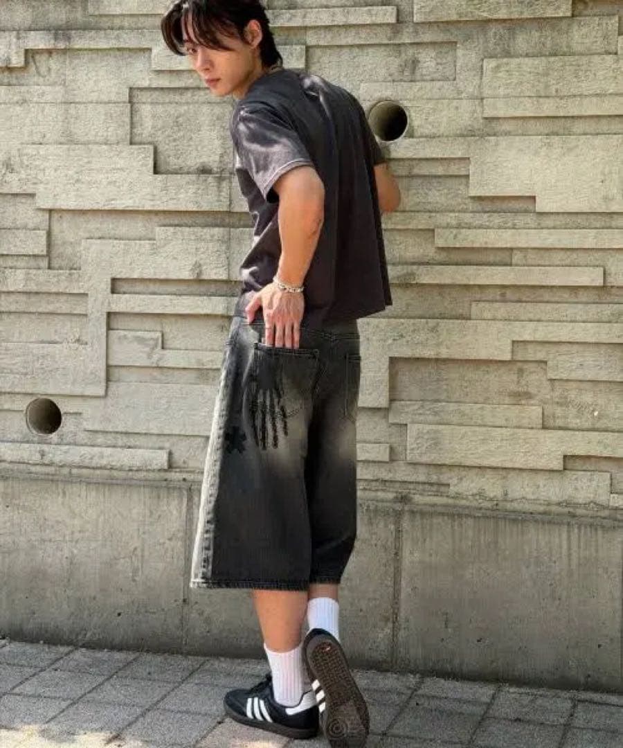 新品未使用AMOU Hand Sign Denim Bermuda Pantsの写真8枚目