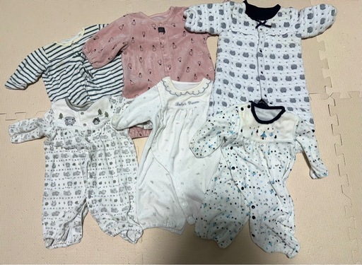 ベビー用長袖のお洋服 新生児~60ロンパース・カバーオール6点セット