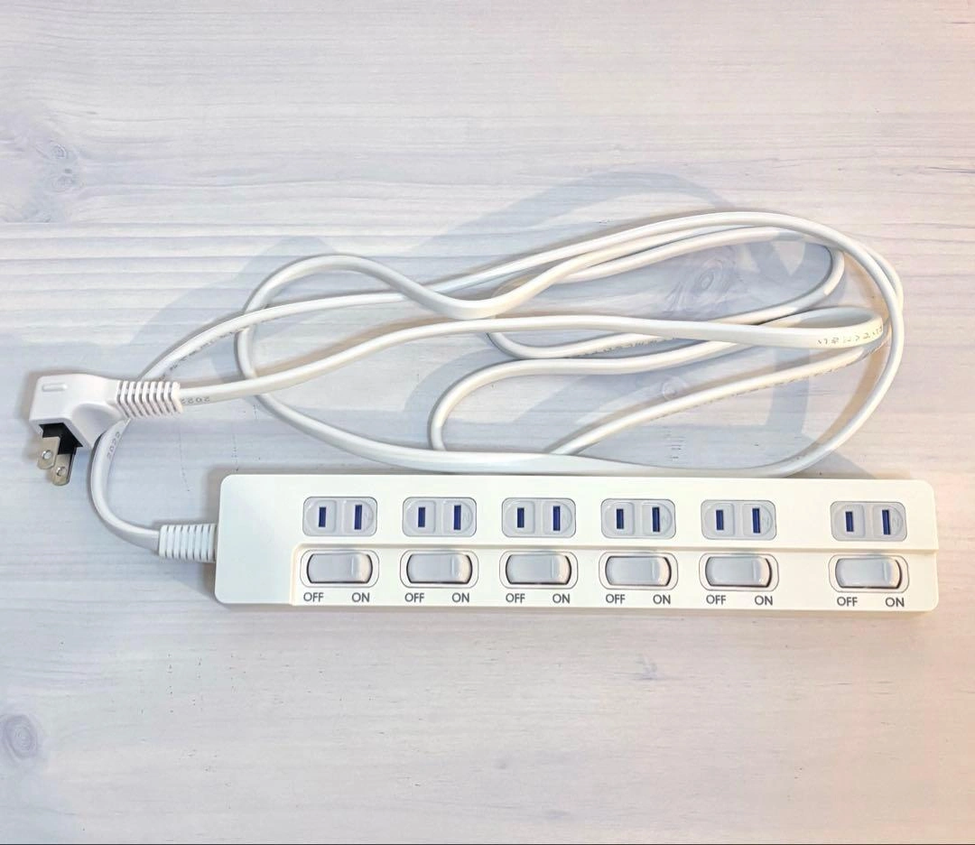 JET SanoR'e 125V-15A 電源タップ 6個口 コード2m