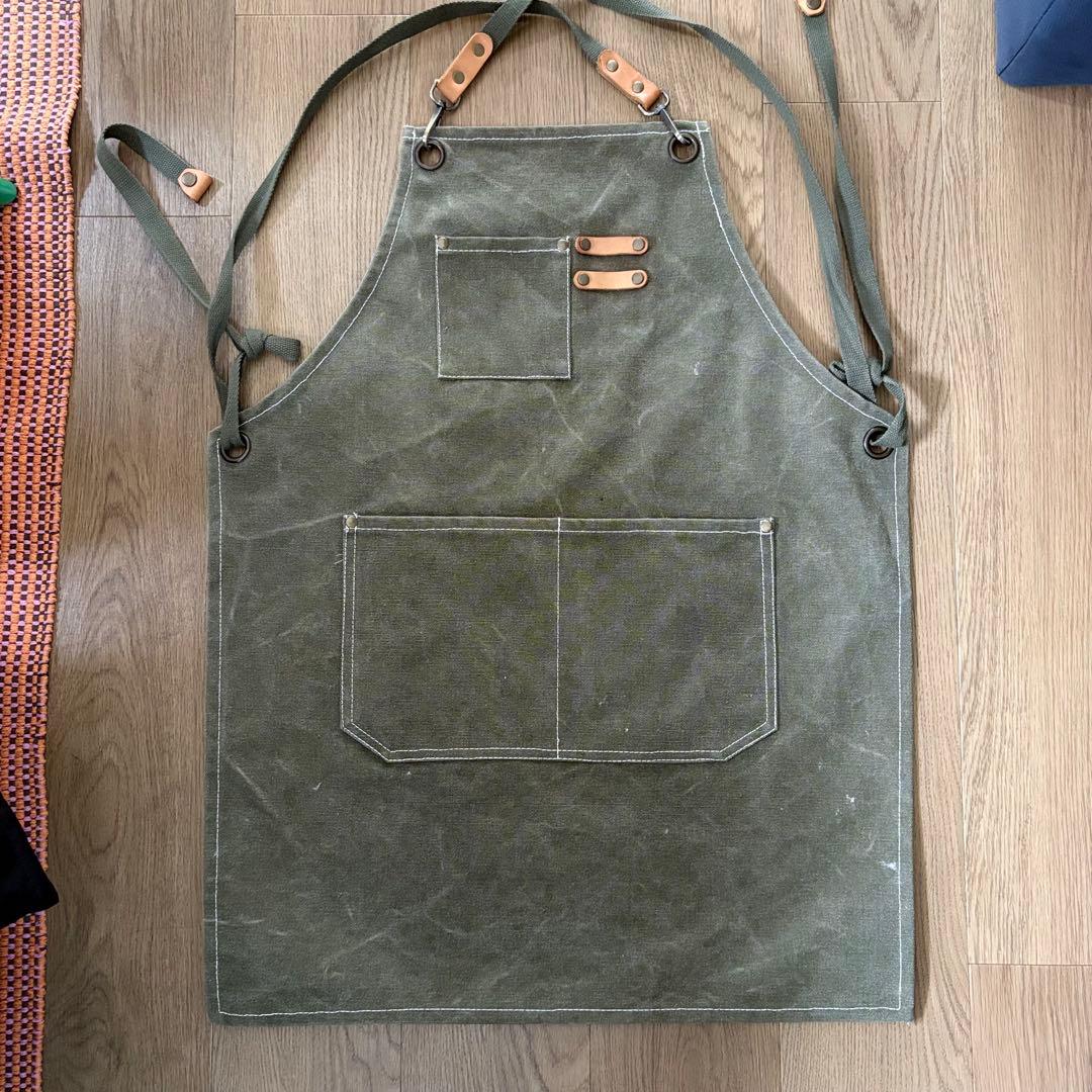 JES&MEDIS 厚手キャンバス ワークエプロン カーキ