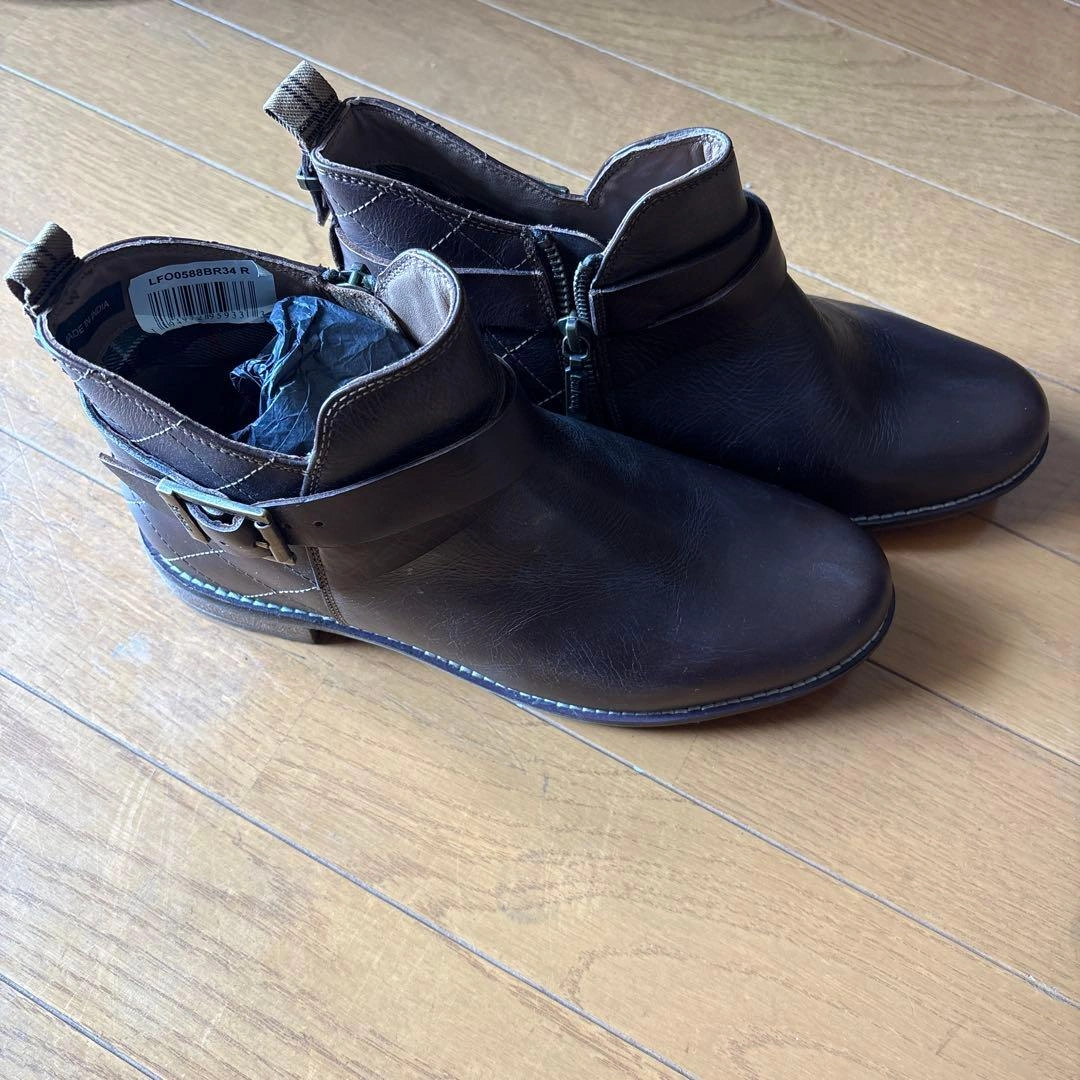 【未使用】【Barbour 】ブラウン レザー サイドゴアブーツの写真5枚目