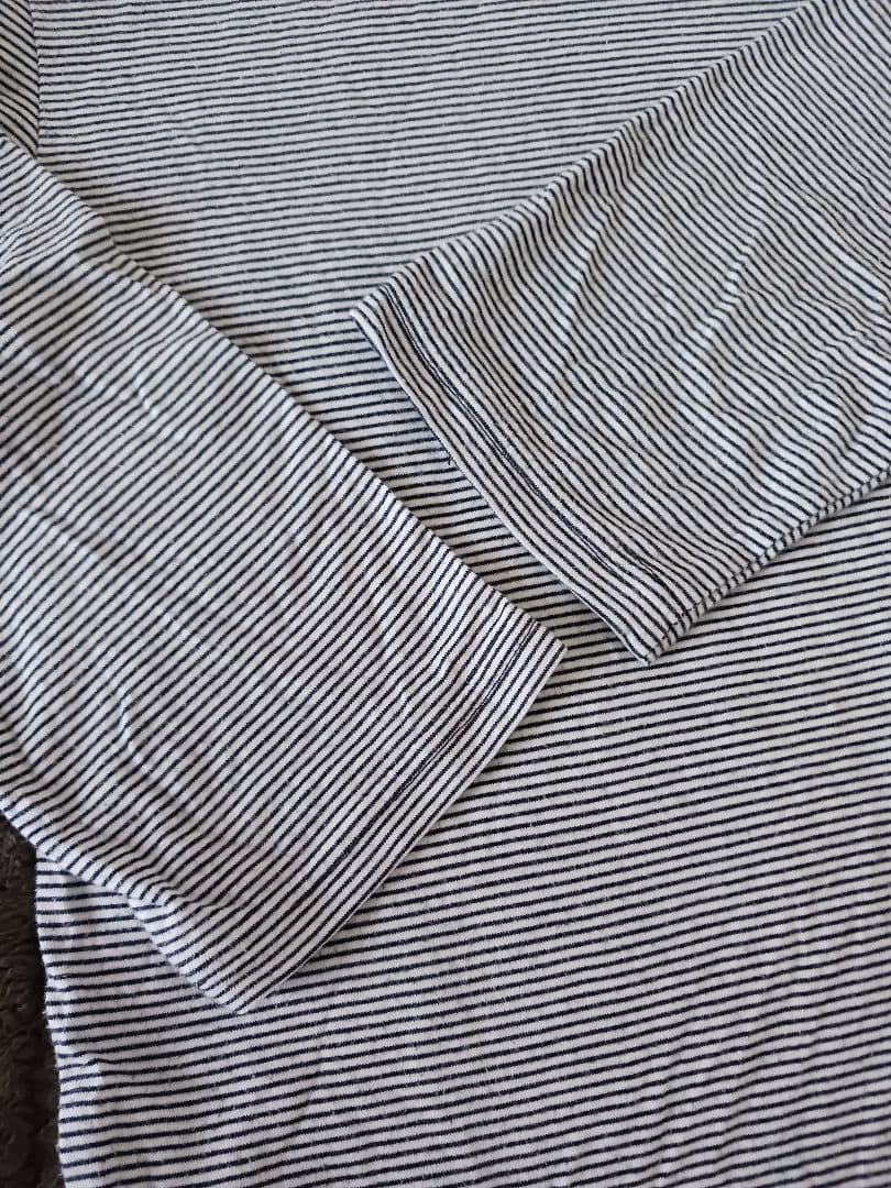 Tシャツ、五分袖、綿100%、細いボーダー、紺の写真4枚目