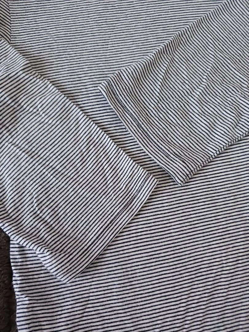 Tシャツ、五分袖、綿100%、細いボーダー、紺の写真4枚目