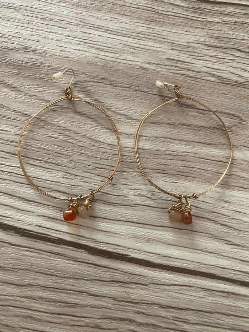 【美品】天然石フープピアス