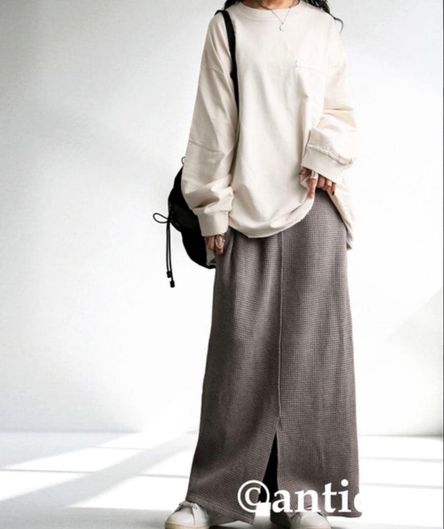 antiqua スリット入りロングスカート ブラウンの写真2枚目