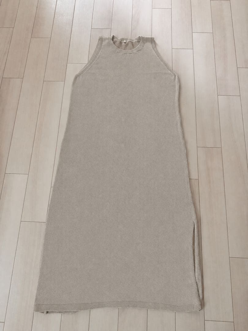 【美品】無印良品MujiLabo和紙混ニットノースリーブワンピース Lサイズの写真2枚目