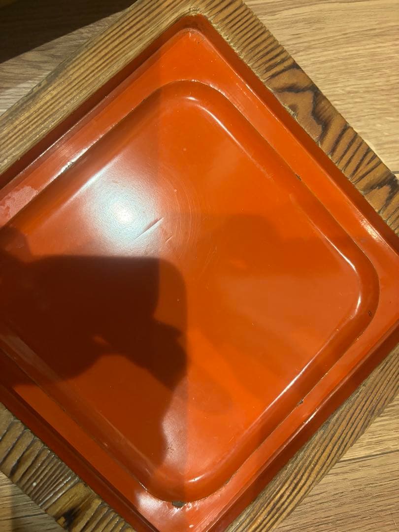 焼杉正角ざる 竹ス付 蕎麦 そば用食器 2枚セット アンティーク漆塗りの写真2枚目