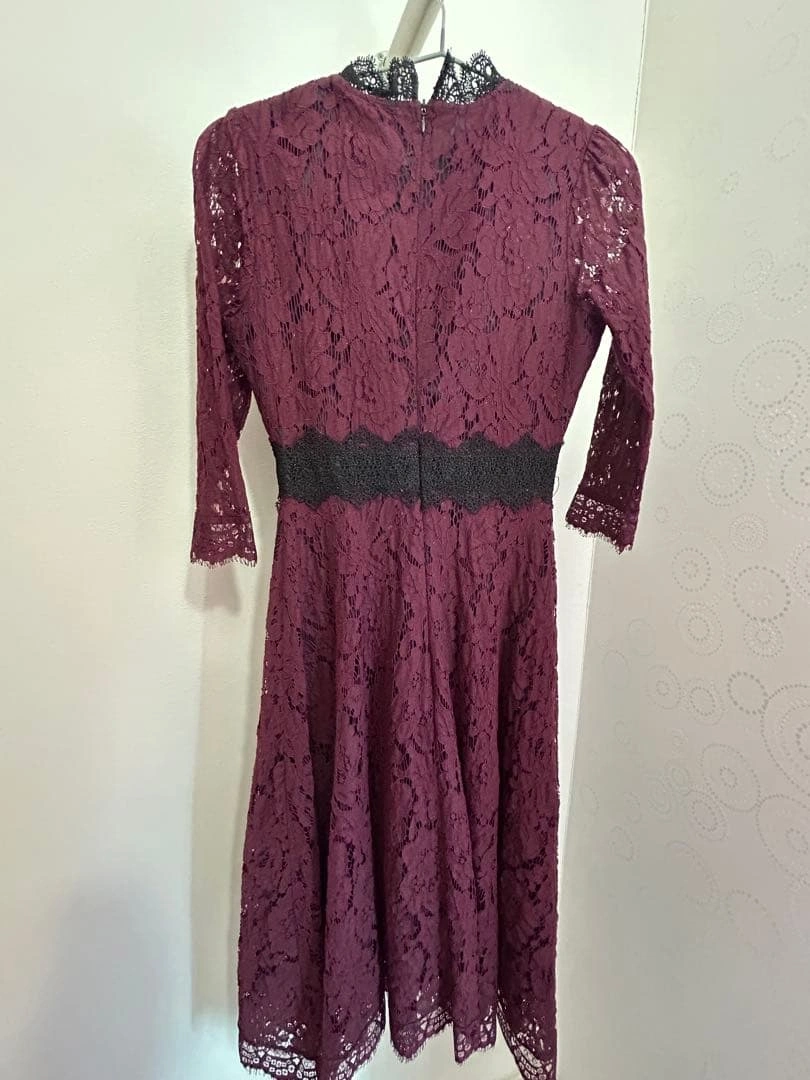 LACE LADIES パーティードレス ワインレッド Sサイズの写真2枚目