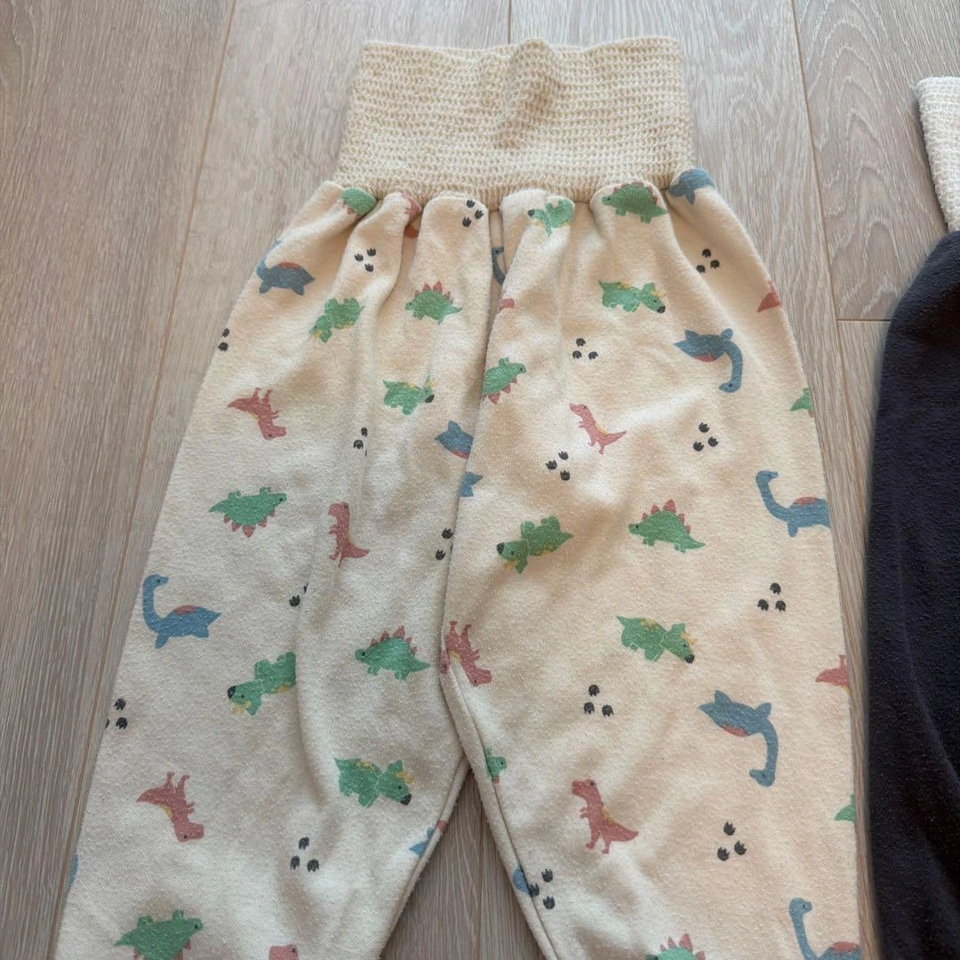 恐竜柄と無地のベビー用パンツ2点セットの写真2枚目