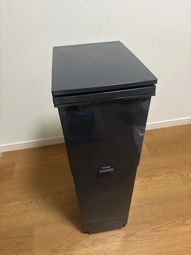 縦型 2段 分別ゴミ箱 プッシュ式 ペダル式 ダークグレーの写真4枚目
