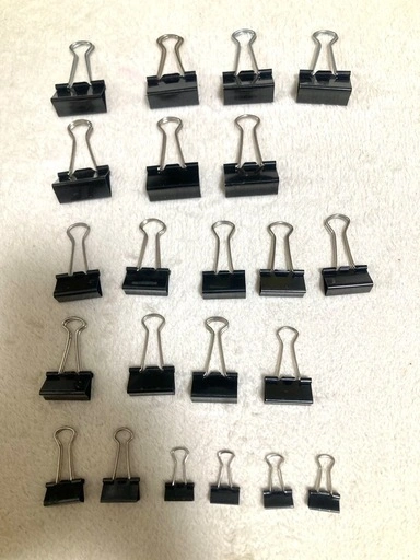ダブルクリップ ブラック 4サイズ まとめて22個 黒 クリップ 文房具