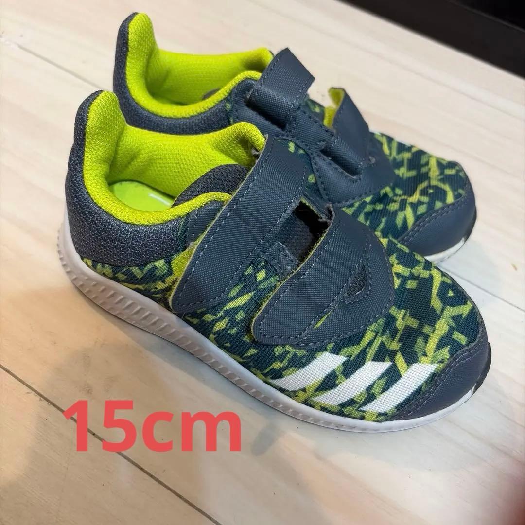 adidas キッズ スニーカー グレー×イエロー15cm