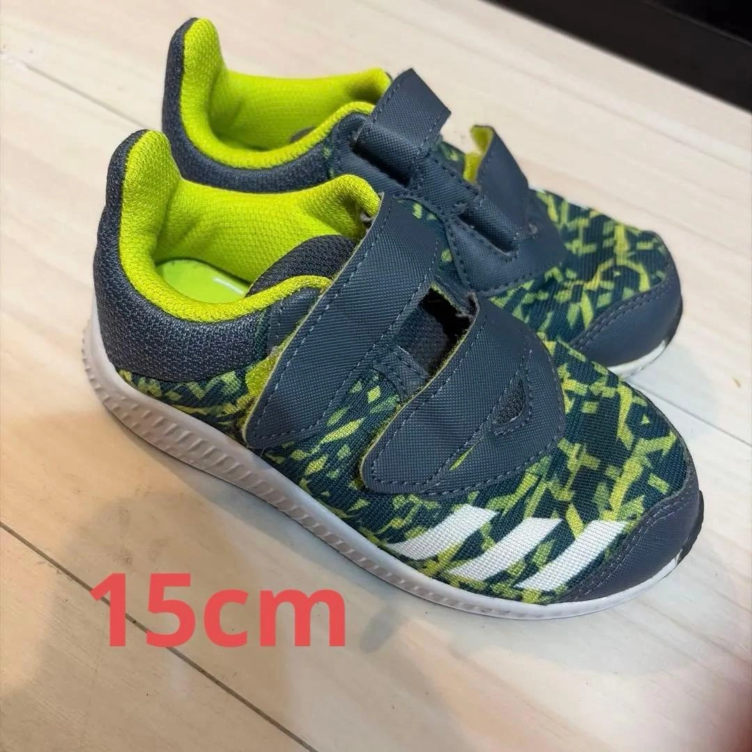 adidas キッズ スニーカー グレー×イエロー15cm